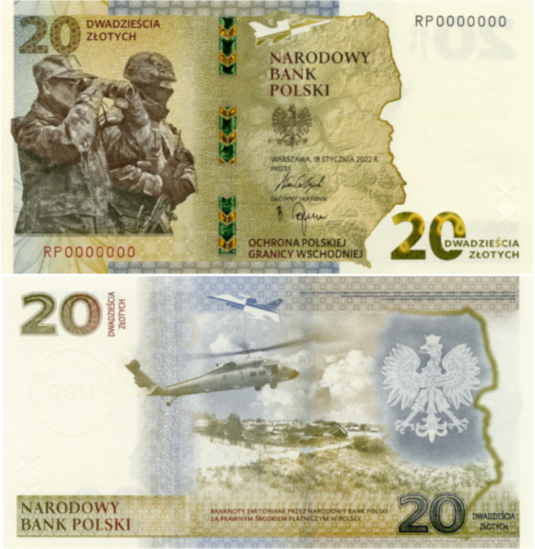 20 zł – Banknot – Ochrona polskiej granicy wschodniej – 2022