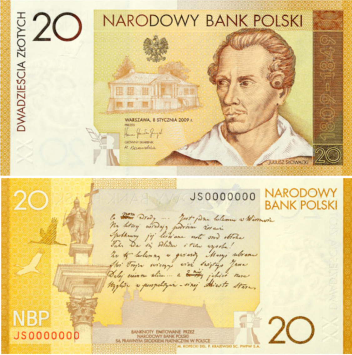 20 zł – 200. rocznica urodzin Juliusza Słowackiego
