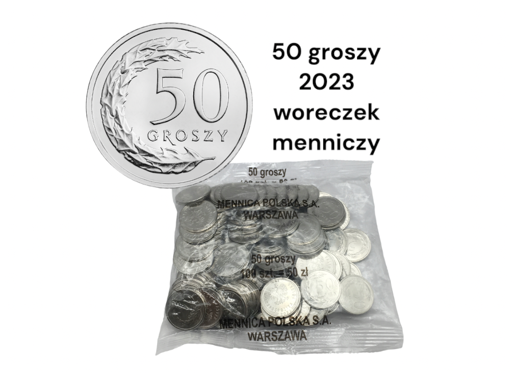 50 gr groszy 2023 – WORECZEK MENNICZY MW- 100 sztuk monet