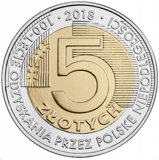 5 ZŁ NIEPODLEGŁOŚĆ – 100-lecie – 3 monety + folder