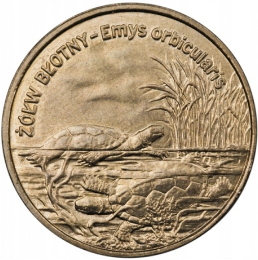 2zł Żółw błotny (łac. Emys orbicularis)