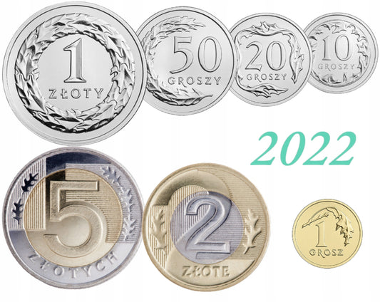 2022 zestaw monet obiegowych – 7 sztuk – mennicze