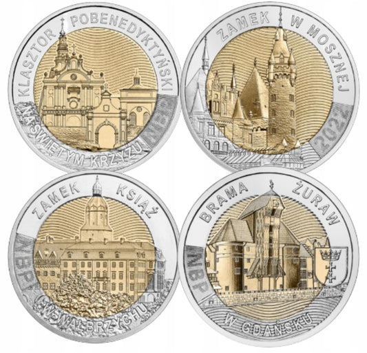 5zł Klasztor św Krzyżu Zamek w Mosznej Książ Żuraw