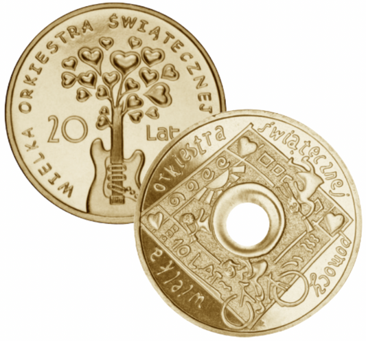 2 zł złote – WOŚP X 2 – Wielka Orkiestra Świątecznej Pomocy – dwie monety – zestaw