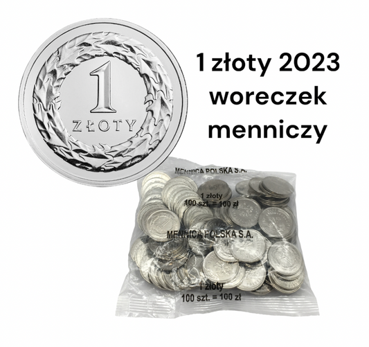1 zł złoty – 2023 – WORECZEK MENNICZY MW- 100 sztuk monet