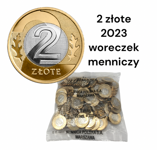 2 zł złote 2023 – WORECZEK MENNICZY MW – 100 sztuk