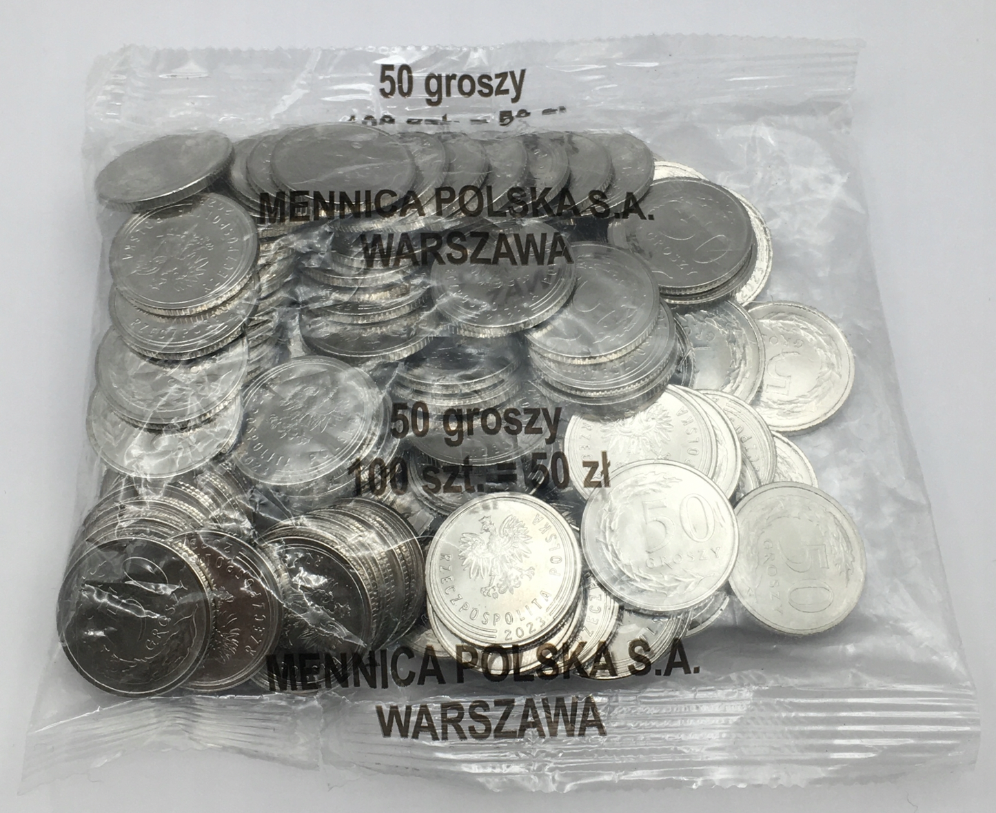 50 gr groszy 2023 – WORECZEK MENNICZY MW- 100 sztuk monet