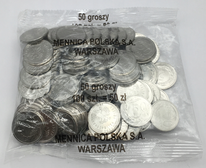 50 gr groszy 2023 – WORECZEK MENNICZY MW- 100 sztuk monet