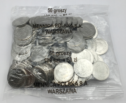 50 gr groszy 2023 – WORECZEK MENNICZY MW- 100 sztuk monet