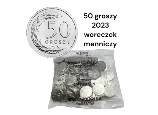 50 gr groszy 2023 – WORECZEK MENNICZY MW- 100 sztuk monet