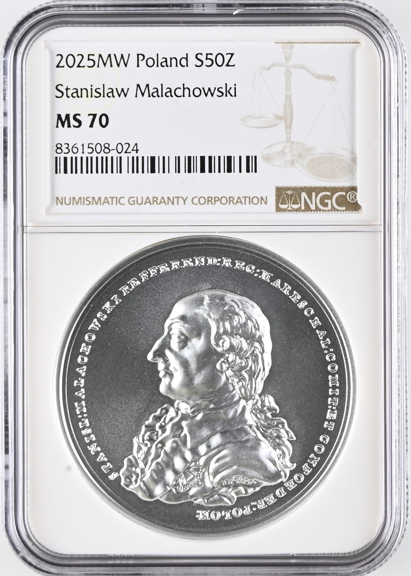 50 zł Stanisław Małachowski – Skarby sztuki medalierskiej  – 2025 – NGC MS70 MAX