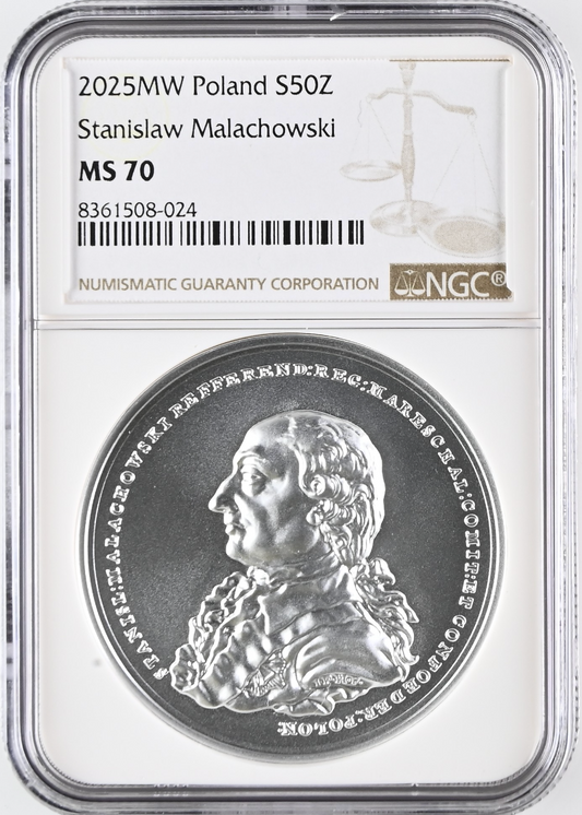50 zł Stanisław Małachowski – Skarby sztuki medalierskiej  – 2025 – NGC MS70 MAX