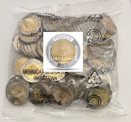 5 zł złotych – Tykocin – Odkryj Polskę 2025 – WORECZEK MENNICZY 100SZT – saszetka bankowa