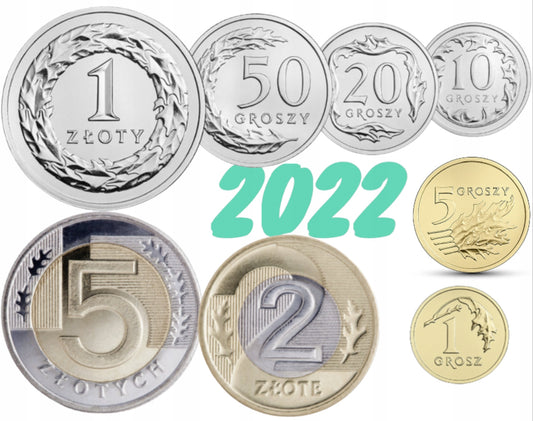 1 5 10 20 50 gr groszy 1 2 5 złoty 2022 – mennicze