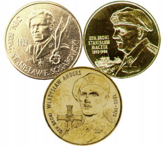 2zł Gen Anders + Maczek + Sosabowski 3szt ZESTAW