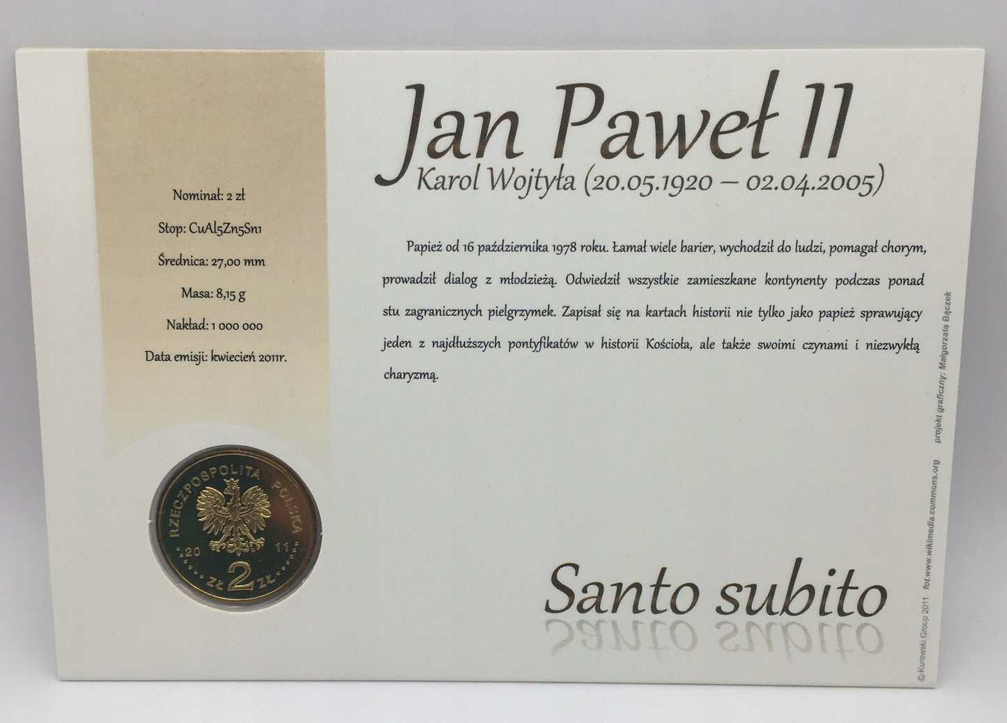 2zł – Beatyfikacja Jana Pawła II – 1 V 2011 – BLISTER