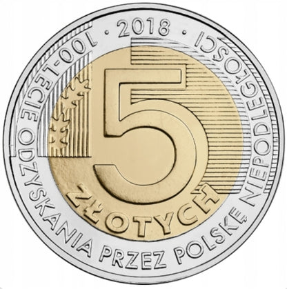 5 ZŁ NIEPODLEGŁOŚĆ – 100-lecie – 3 monety + folder